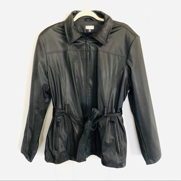 Giacca Gallery black hooded tie waist rain jacket XL - Picture 2 of 8